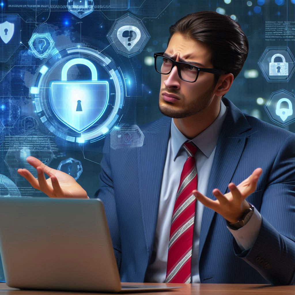 Person who recognizes a phishing mail and asking his self how to protect